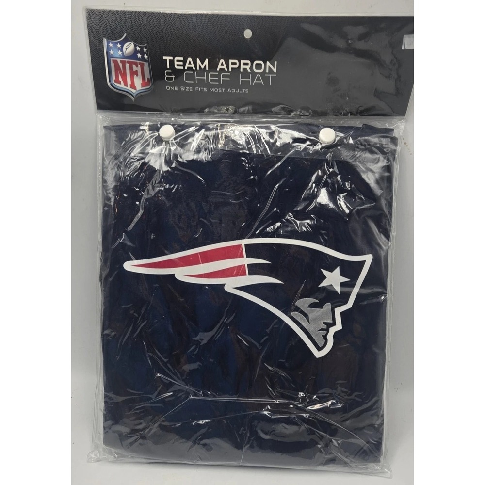 New England Patriots Chef Hat & Apron Adult One Size NEW SEALED NFL Football